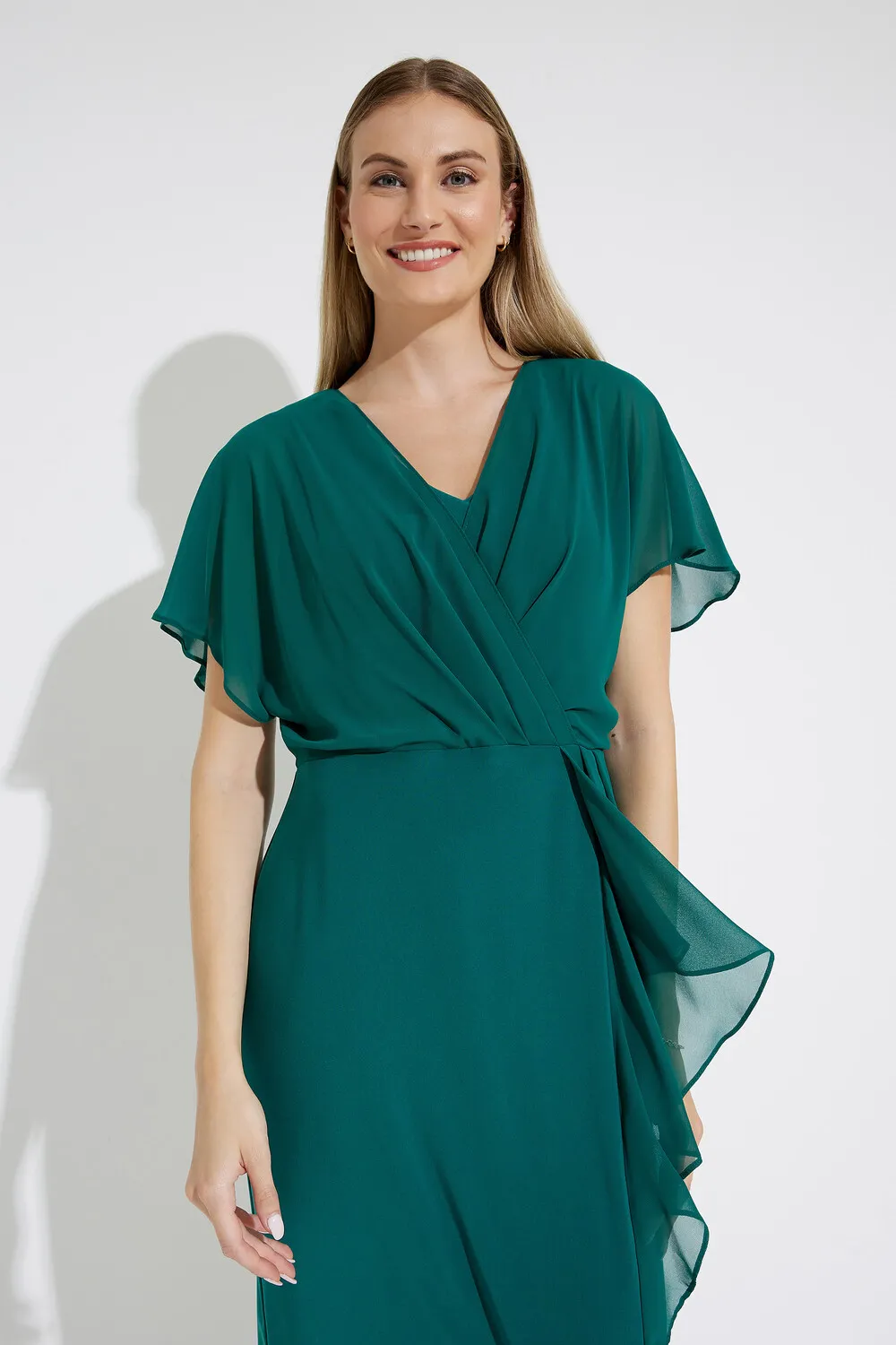 V-neck Draped Wrap Dress Style 223719