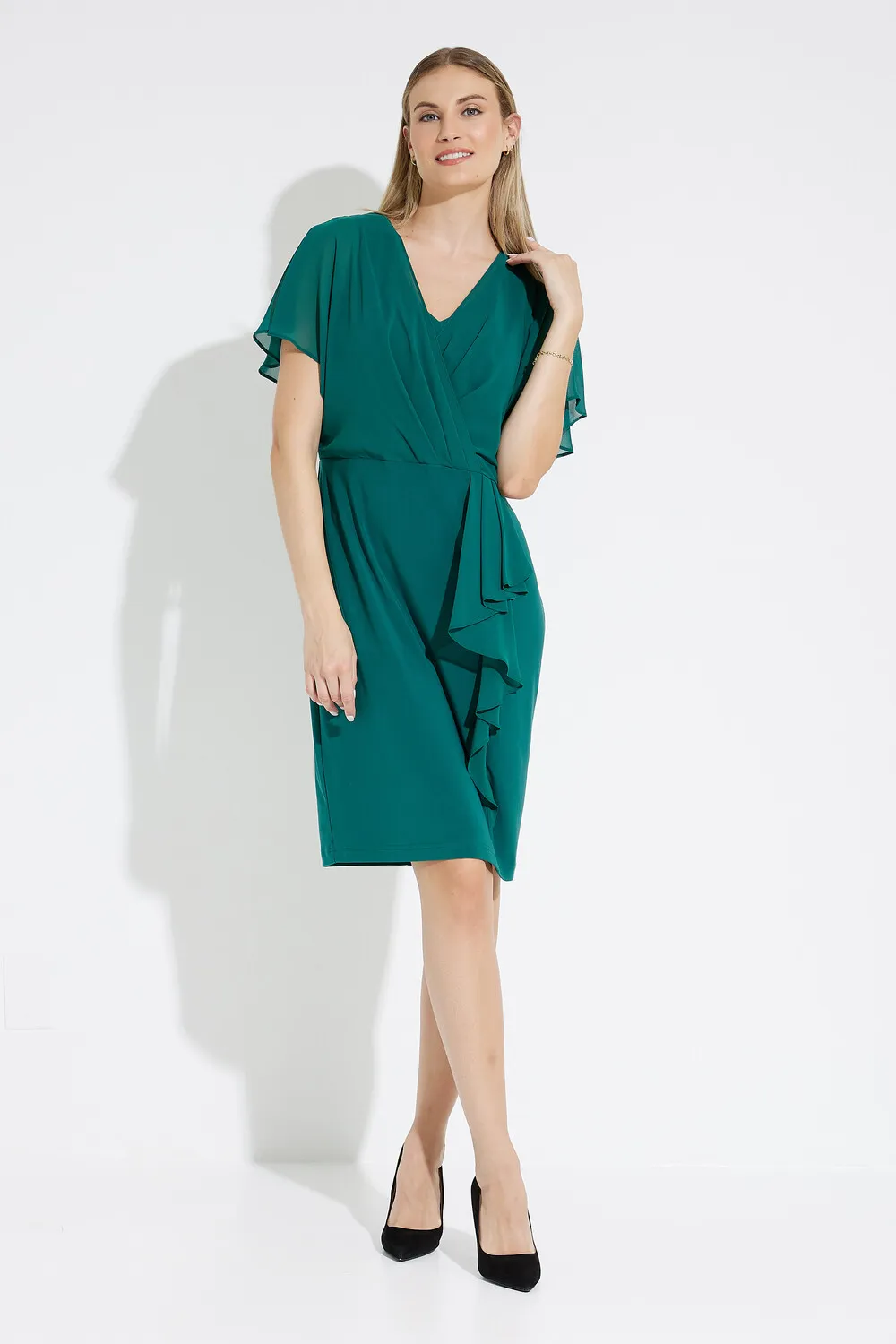 V-neck Draped Wrap Dress Style 223719