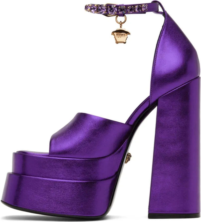 Versace Purple Medusa Aevitas Platform Heeled Sandals