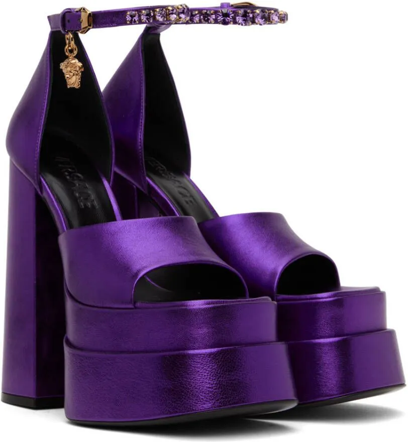 Versace Purple Medusa Aevitas Platform Heeled Sandals