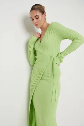 Vinnie Wrap Tie Midaxi Dress - Apple Green