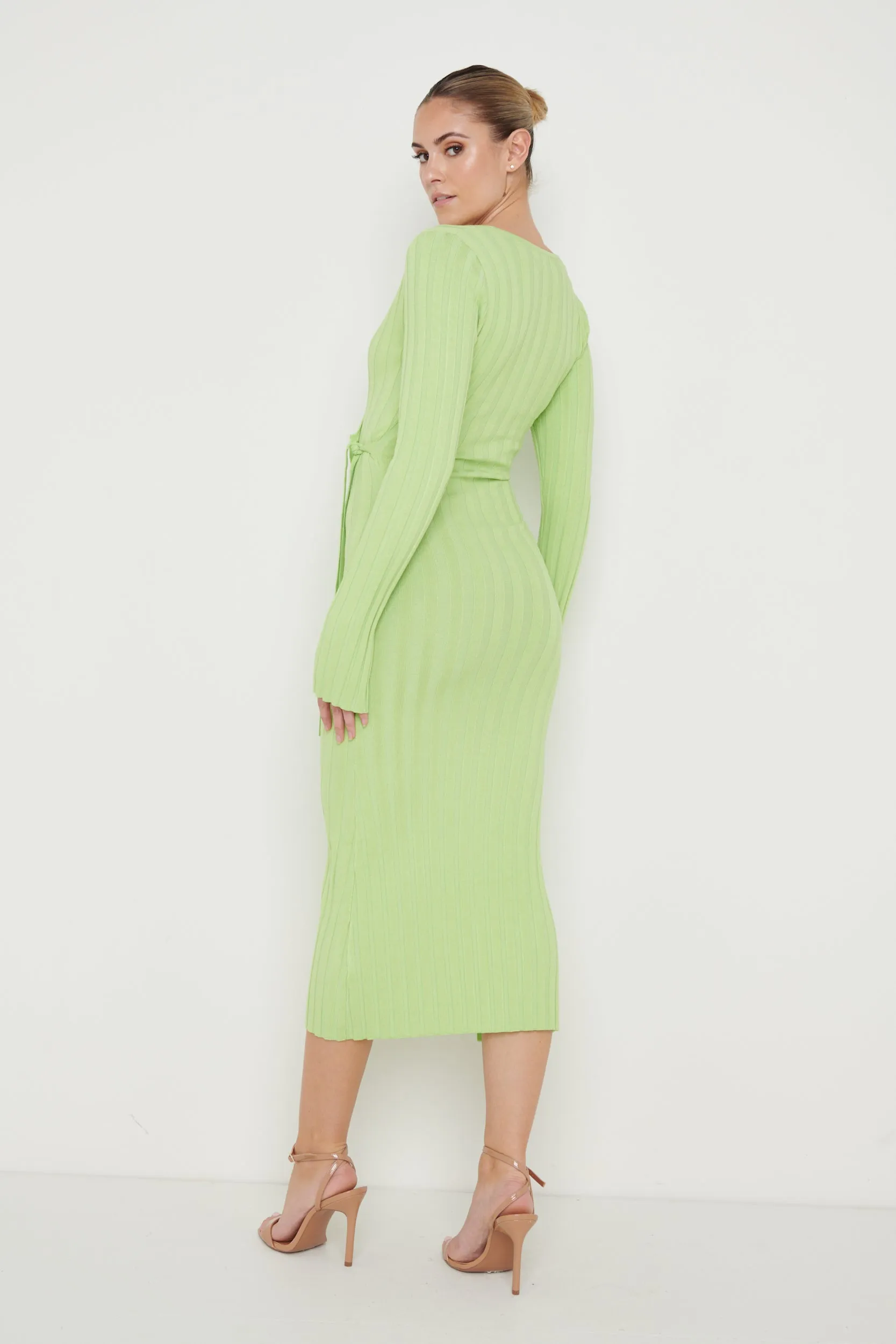 Vinnie Wrap Tie Midaxi Dress - Apple Green