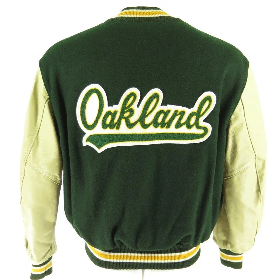 Vintage 80s Oakland Athletics Jacket Mens 46 Deadstock MLB Baseball DeLong Wool