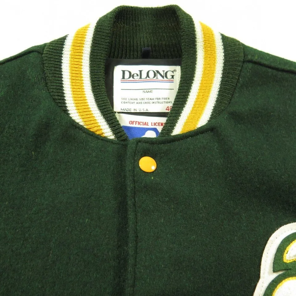 Vintage 80s Oakland Athletics Jacket Mens 46 Deadstock MLB Baseball DeLong Wool