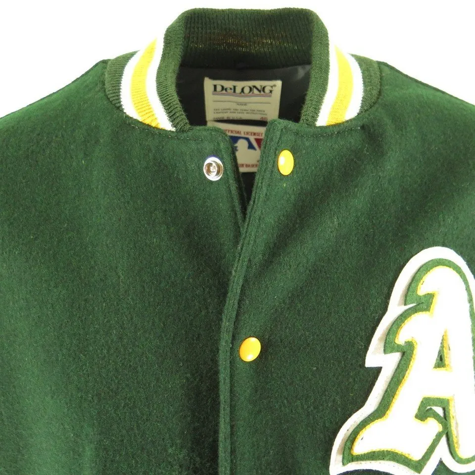 Vintage 80s Oakland Athletics Jacket Mens 46 Deadstock MLB Baseball DeLong Wool