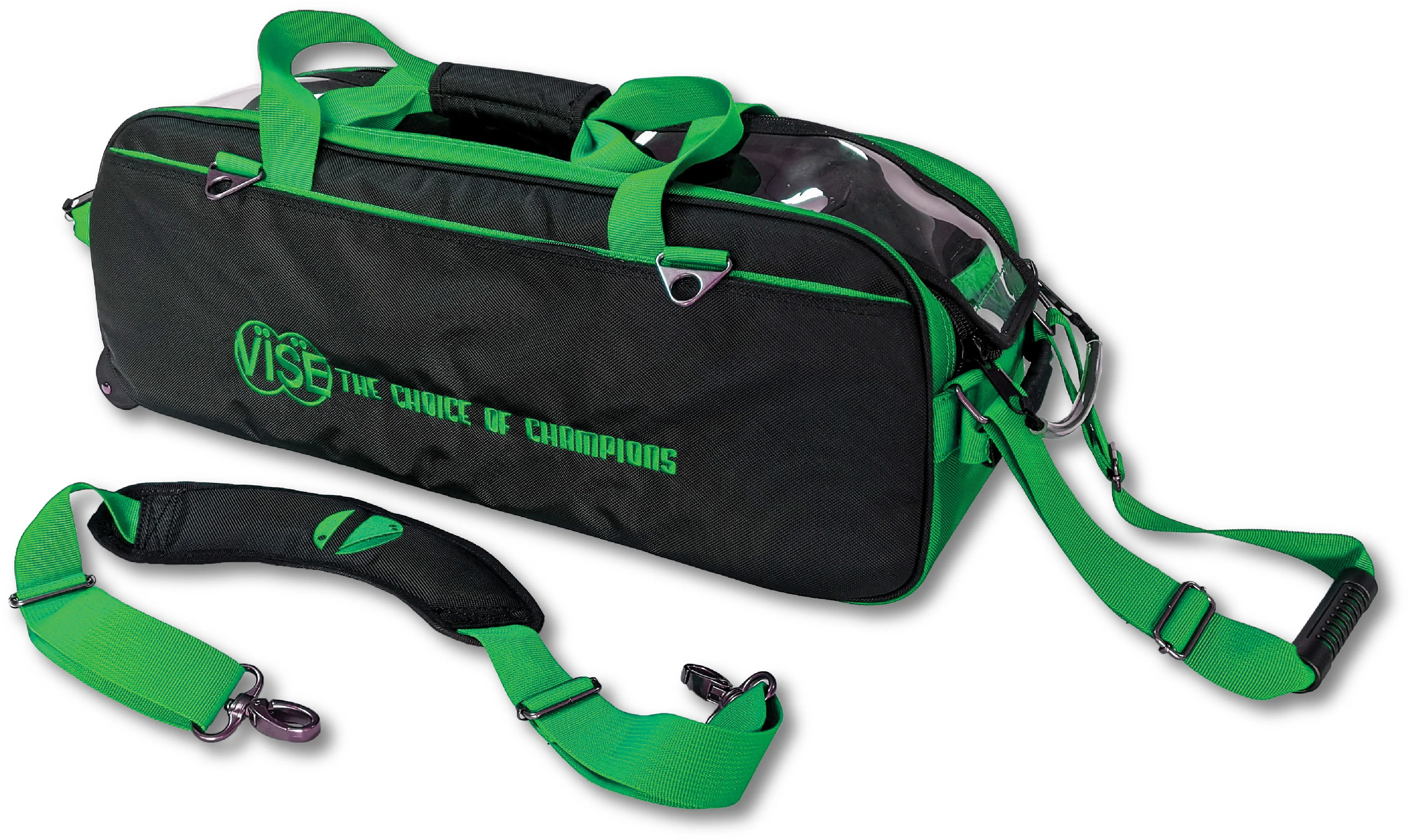 Vise 3 Ball Clear Top Roller/Tote Black/Green