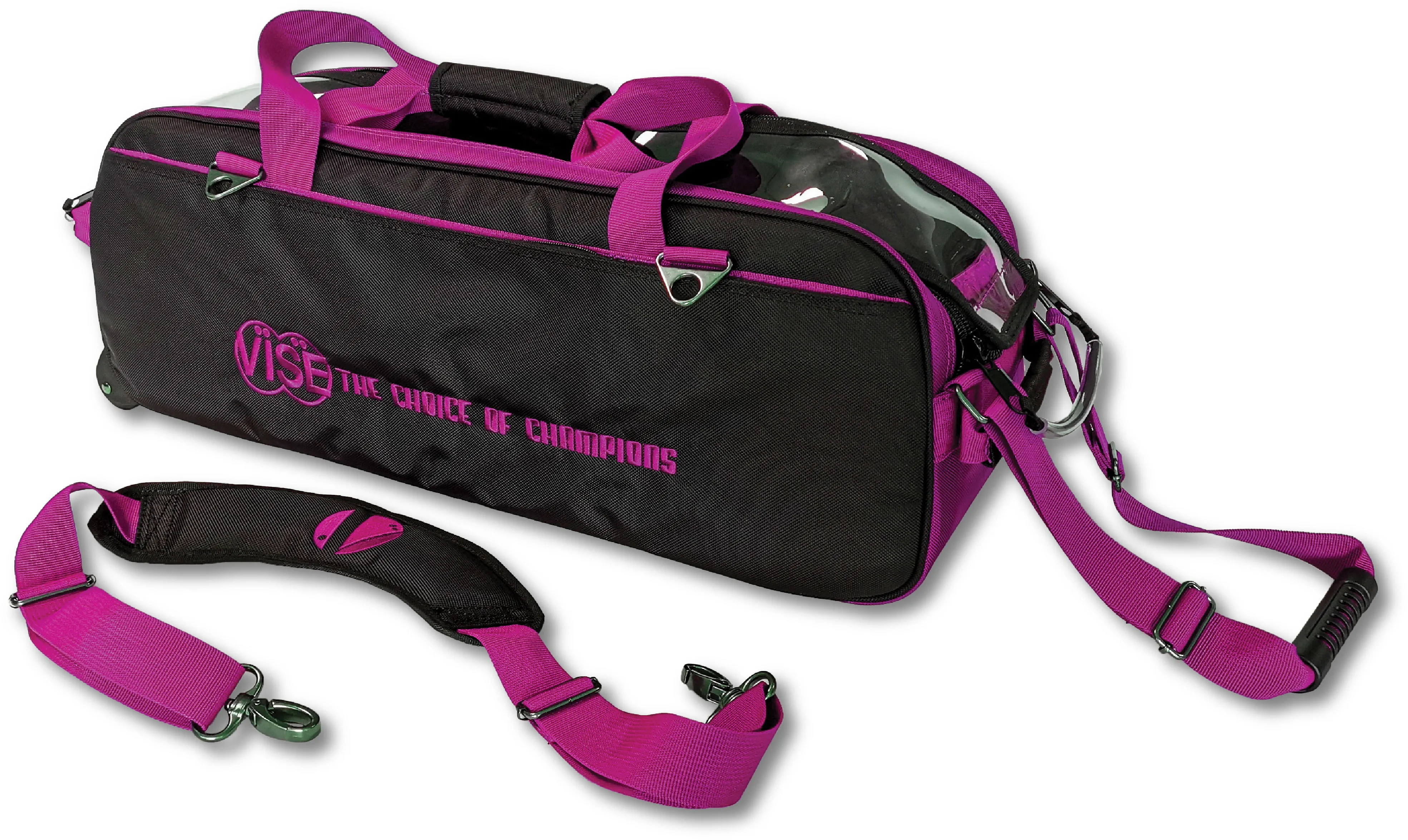 Vise 3 Ball Clear Top Roller/Tote Black/Pink