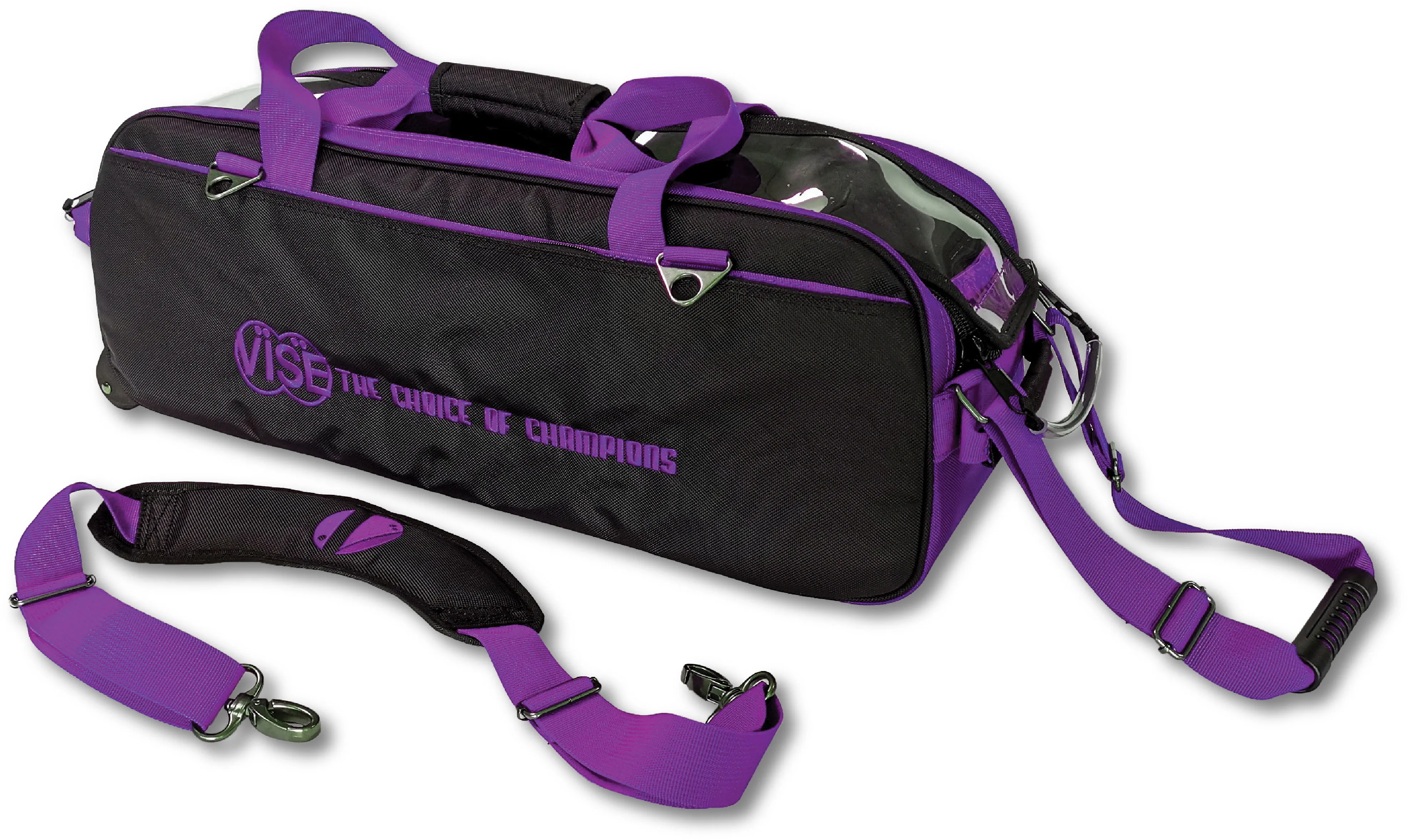 Vise 3 Ball Clear Top Roller/Tote Black/Purple