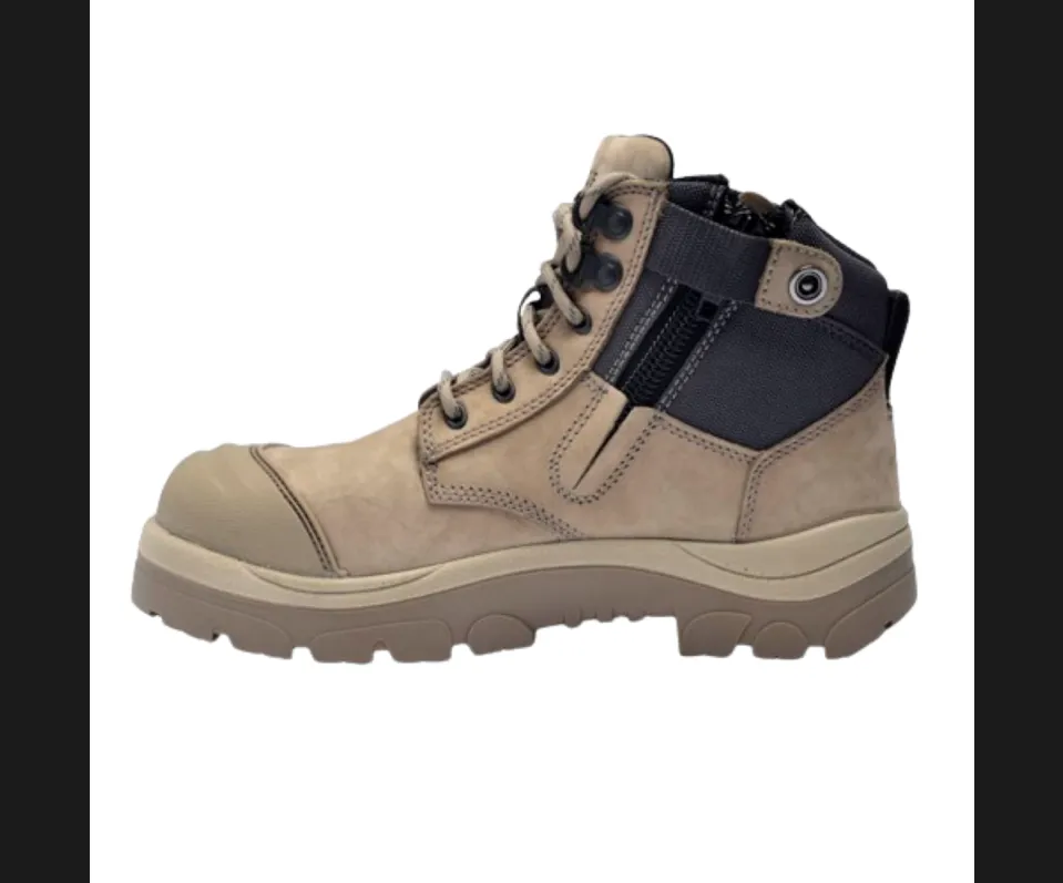 Wide Load 690SZ Steel Safety Toe Zip 6 inch Work Boot - Stone - 6E Only