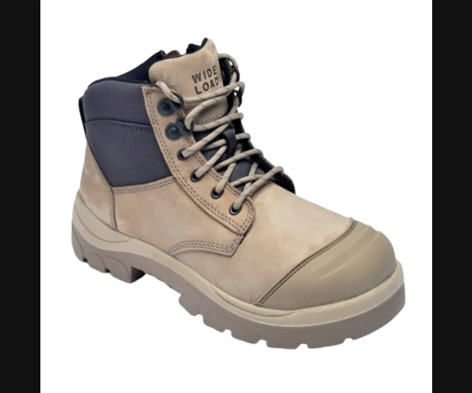 Wide Load 690SZ Steel Safety Toe Zip 6 inch Work Boot - Stone - 6E Only