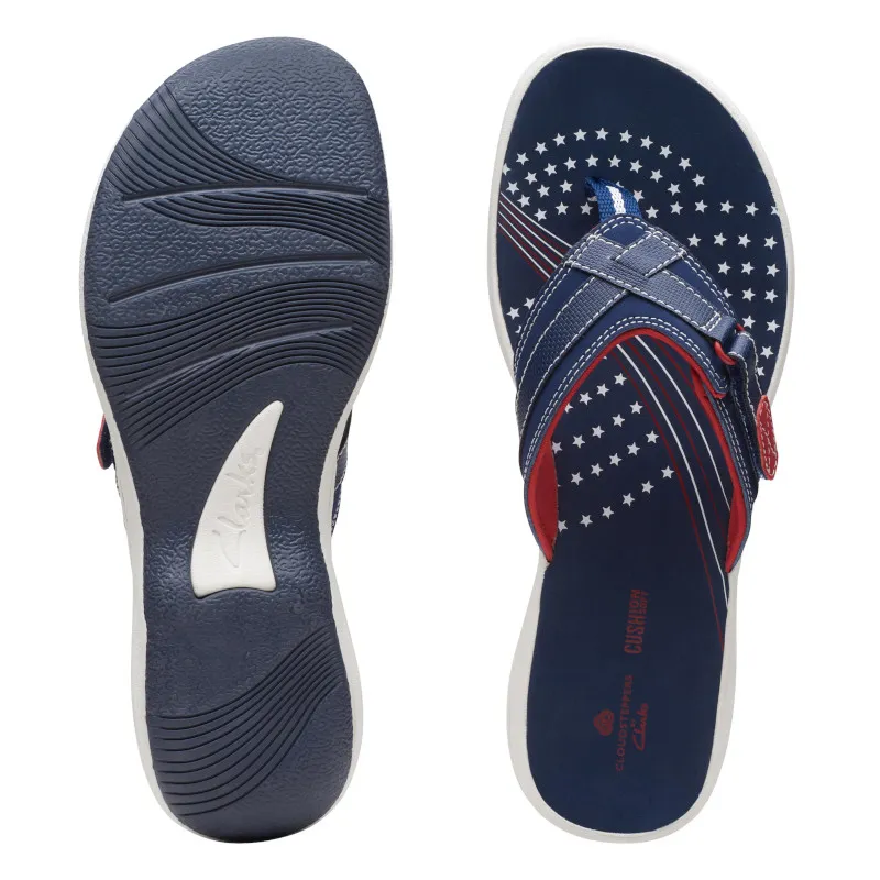 Women’s Clarks Breeze Sea Flip-Flop – Navy/Red