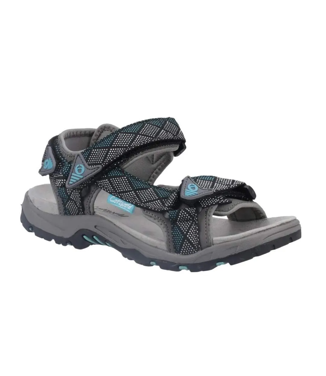 Womens/ladies foxcote sandals grey/turquoise Cotswold