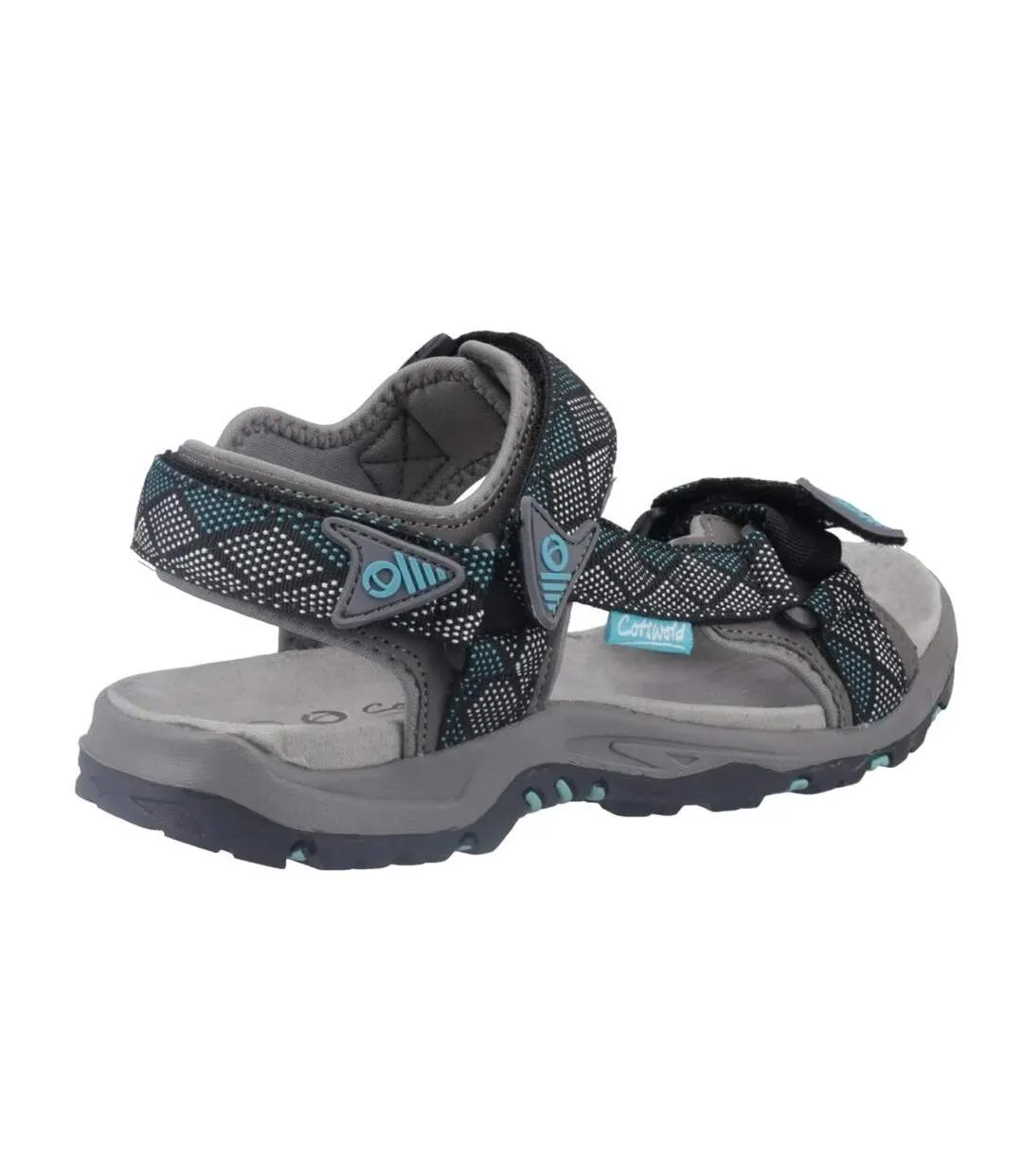 Womens/ladies foxcote sandals grey/turquoise Cotswold